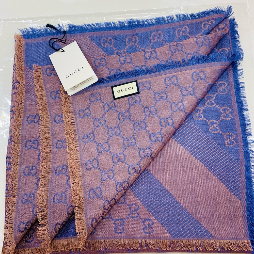 Gucci blue/brown shawl scarf for women-100%authentic